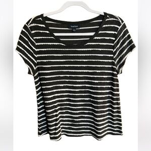 ModCloth Textured GrayWhite Short Sleeve Neutral Tee Size L Neutral Lightweight